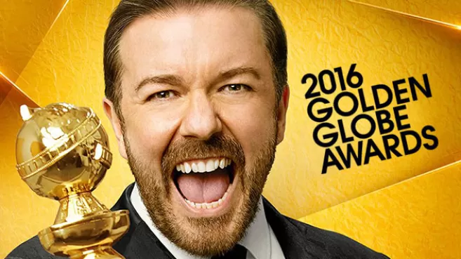 Ricky Gervais con un Golden Globe Award