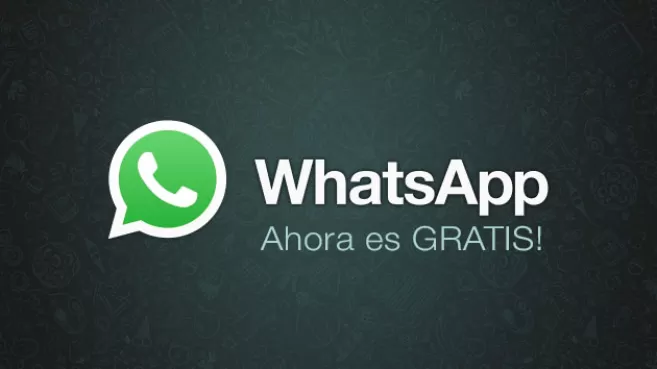Logo de WhatsApp anunciando que Ahora es GRATIS