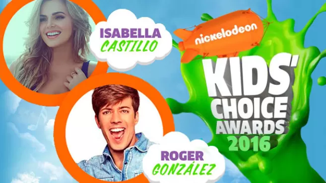 Isabella Castillo y Roger González en promo de los Kids' Choice Awards 2016 de Nickelodeon