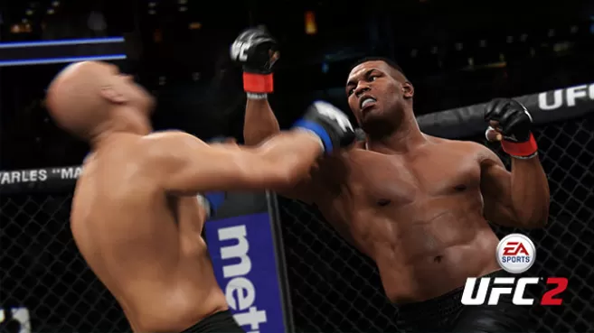 Mike Tyson peleando en el videojuego UFC 2 de EA Sports