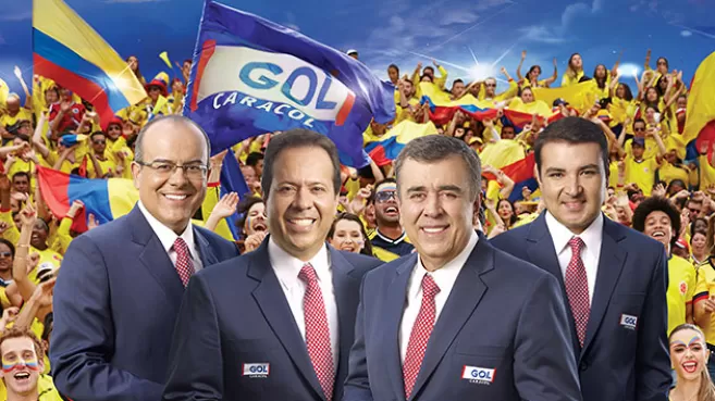 Ricardo Orrego, Javier Fernández, Javier Hernández Bonnet y Carlos Alberto Morales, periodistas del Gol Caracol
