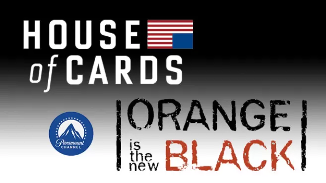 Logos de House of Cards, Orange is the New Black y Paramount Channel