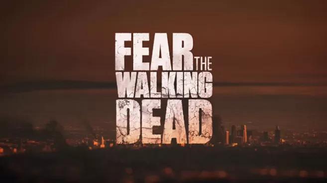 Panorámica de una ciudad con el texto "Fear The Walking Dead"