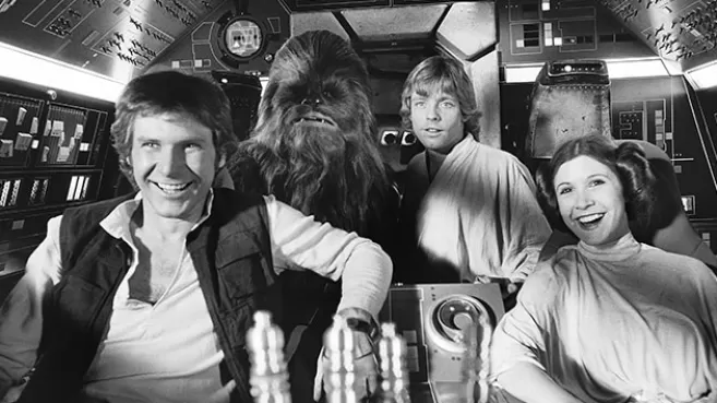 Harrison Ford y Carrie Fisher en Star Wars