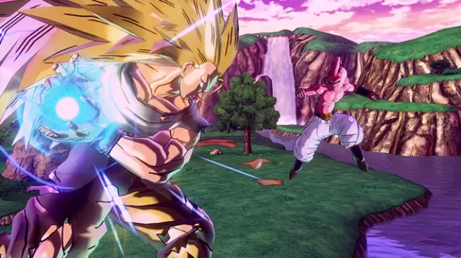 Pelea de Goku SS3 vs Majin Boo en el videojuego Dragon Ball Xenoverse 2 para Nintendo Switch
