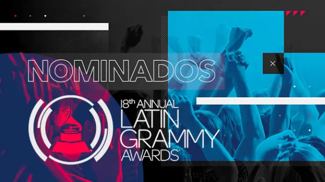 Promo en tonos grises, fucsias y azules, de nominados a los Premios Latin GRAMMY 2017