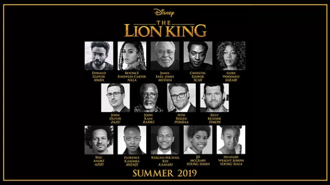 Mosaico del elenco de la película en acción real "El Rey León" de Disney