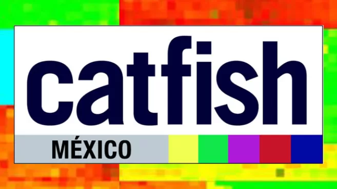 Logo de Catfish México con fondo multicolor