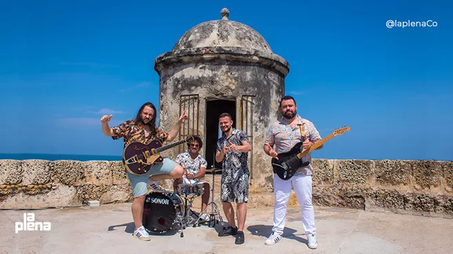 Neotrópico: Mario Evans, Jose Grey, Jesús Camacho y Marco Perex en la grabación del videoclip de Farolito