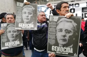Protestas el día de la indagatoria de Álvaro Uribe Vélez