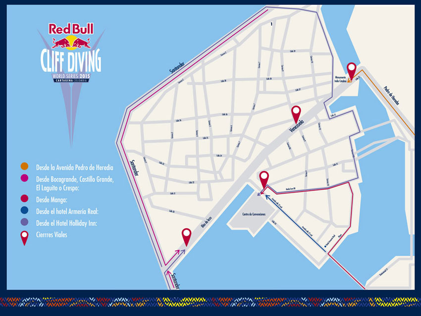Cierre de vías durante el Red Bull Cliff Diving Cartagena