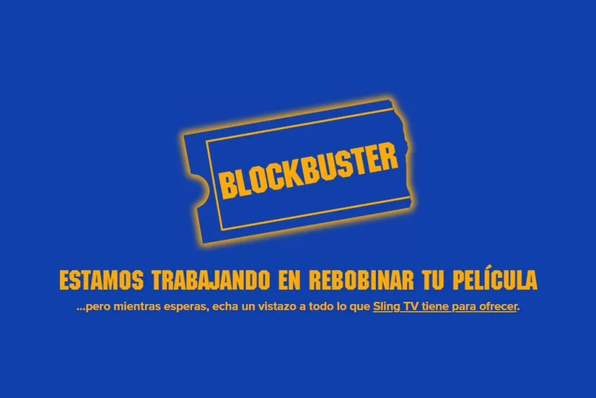Blockbuster Landing Page - Estamos trabajando en rebobinar tu película