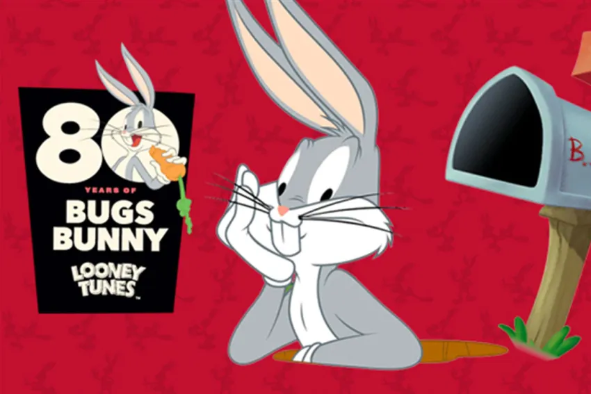 Bugs Bunny en el agujero de su casa, junto al casillero