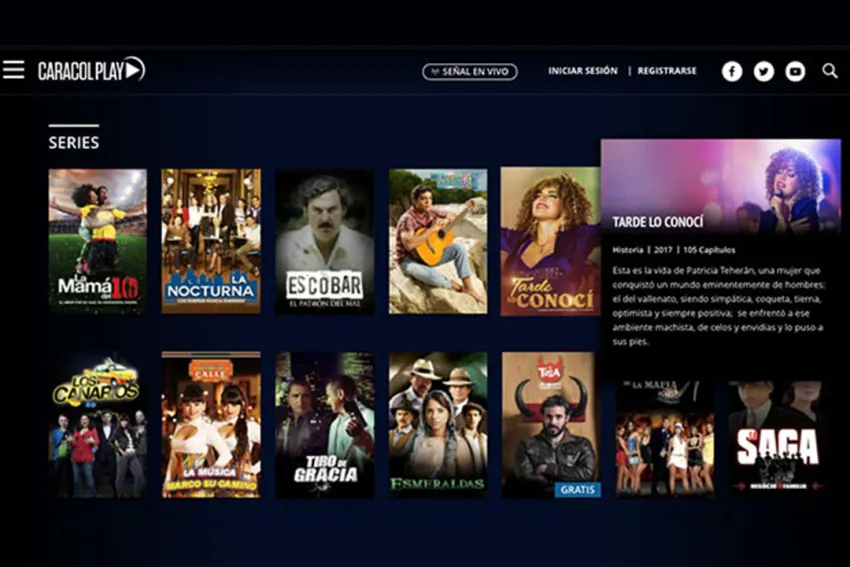 Interfaz gráfica de Caracol Play