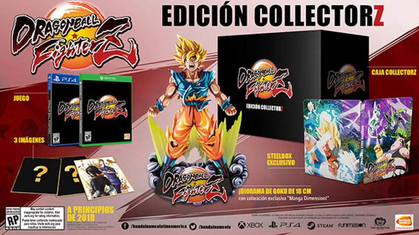 Dragon Ball FighterZ Edición "CollectorZ" con diorama de Goku 18 cms. coloración "Manga Dimension", caja metálica y tres imágenes de arte