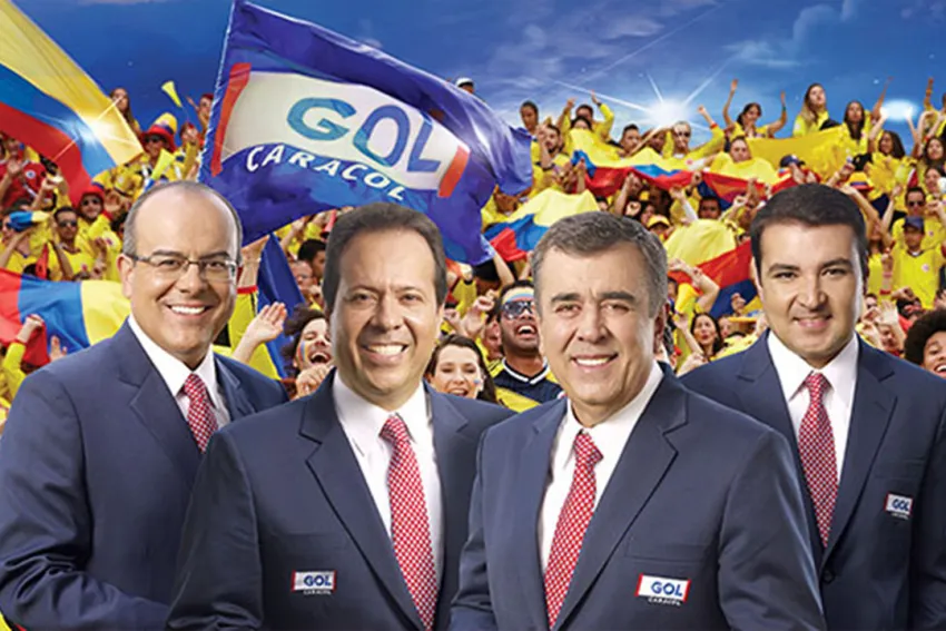 Ricardo Orrego, Javier Fernández, Javier Hernández Bonnet y Carlos Alberto Morales, periodistas del Gol Caracol
