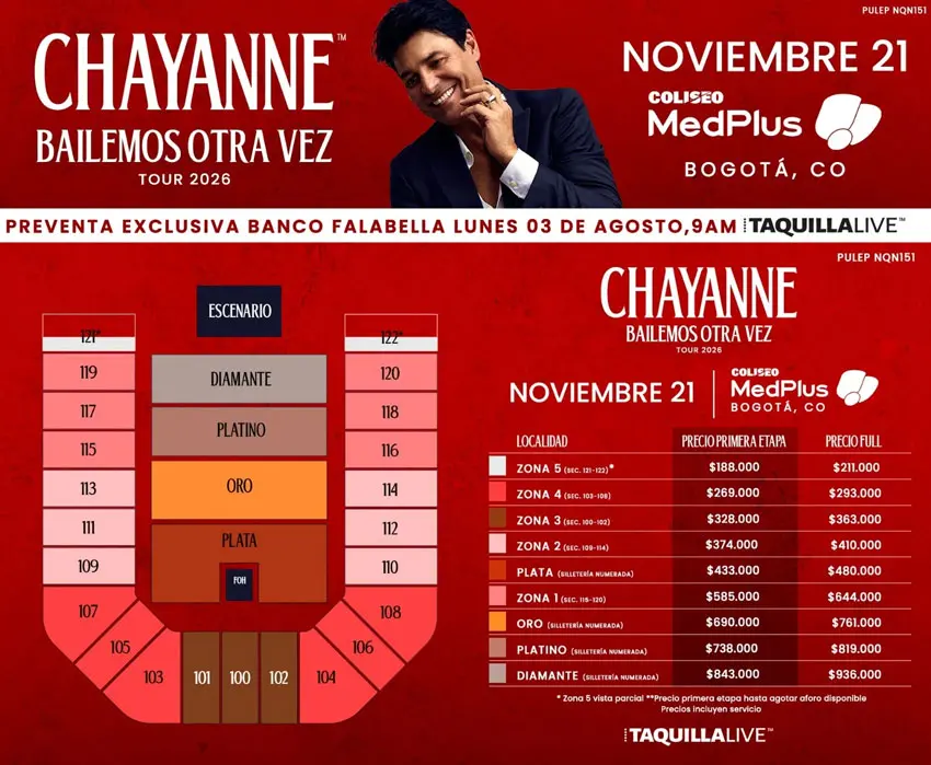 Chayanne Bailemos Otra Vez Tour 2026 Bogotá