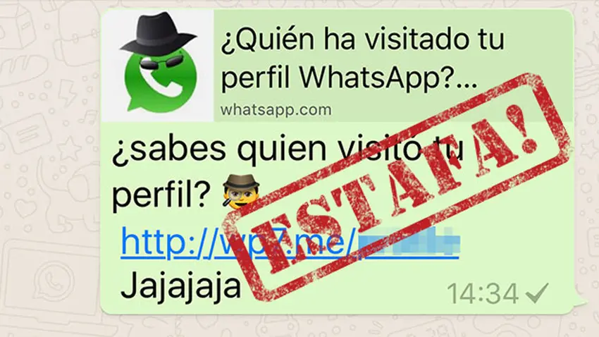 Pantallazo de la estafa ¿Quién visitó tu perfil? WhatsApp