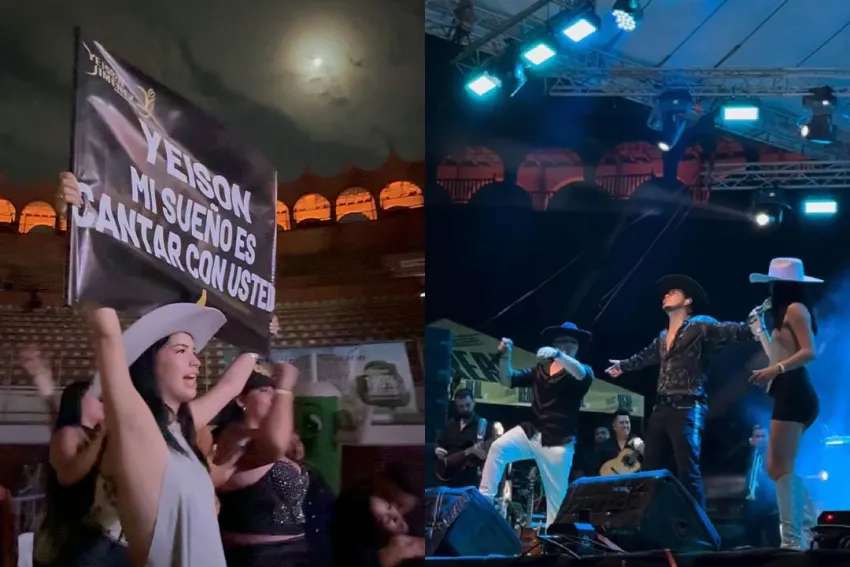 Brilly Giraldo y Santiago Giraldo cantando con Yeison Jiménez