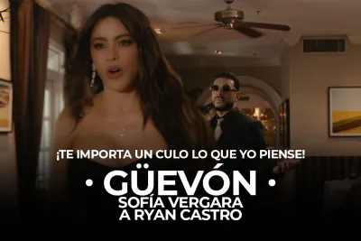 Sofía Vergara y Ryan Castro en el cortometraje promocional de Omerta