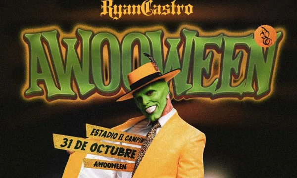 Ryan Castro disfrazado de La Máscara para evento Awooween Halloween