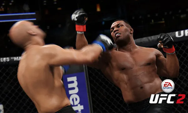 Mike Tyson peleando en el videojuego UFC 2 de EA Sports
