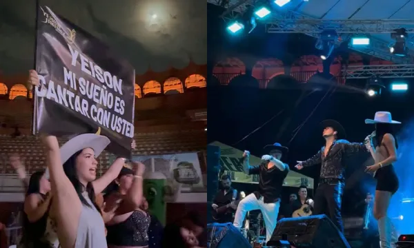 Brilly Giraldo y Santiago Giraldo cantando con Yeison Jiménez