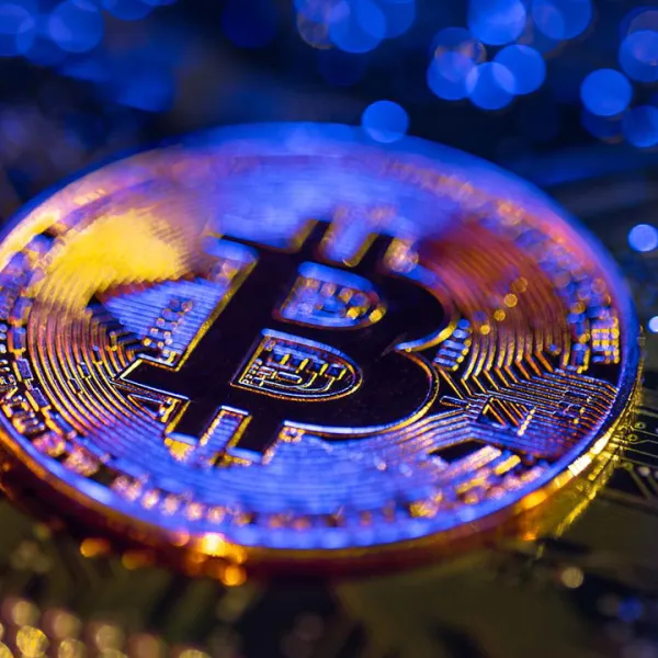 Moneda dorada con el logo de Bitcoin