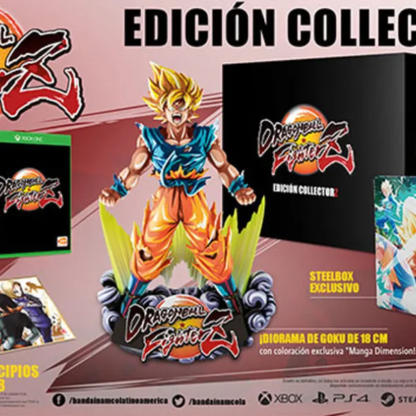 Dragon Ball FighterZ Edición "CollectorZ" con diorama de Goku 18 cms. coloración "Manga Dimension", caja metálica y tres imágenes de arte