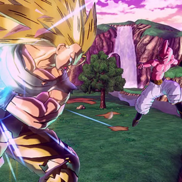 Pelea de Goku SS3 vs Majin Boo en el videojuego Dragon Ball Xenoverse 2 para Nintendo Switch
