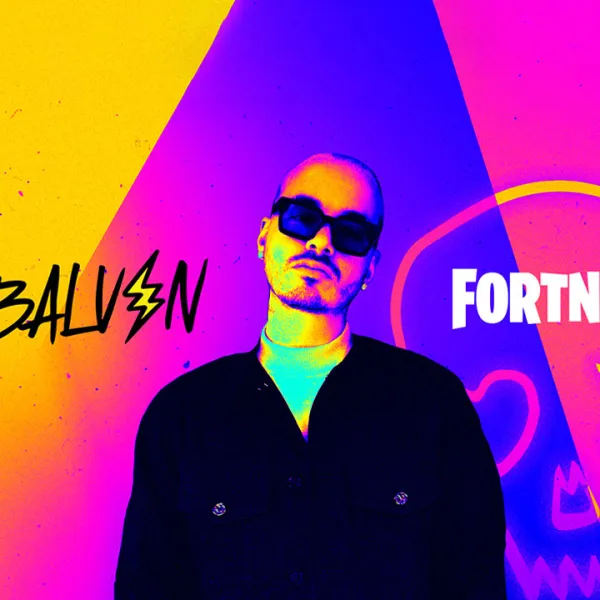 J Balvin en colores vivos con calabera de Fortnite para evento de Halloween 2020