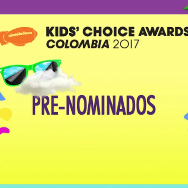 Cartel amarillo con slime anunciando los Pre-nominados a los Kids’ Choice Awards Colombia 2017