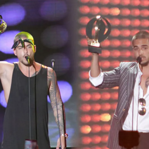 Maluma recibiendo los HEAT Latin Awards 2016 de HTV