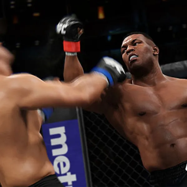Mike Tyson peleando en el videojuego UFC 2 de EA Sports