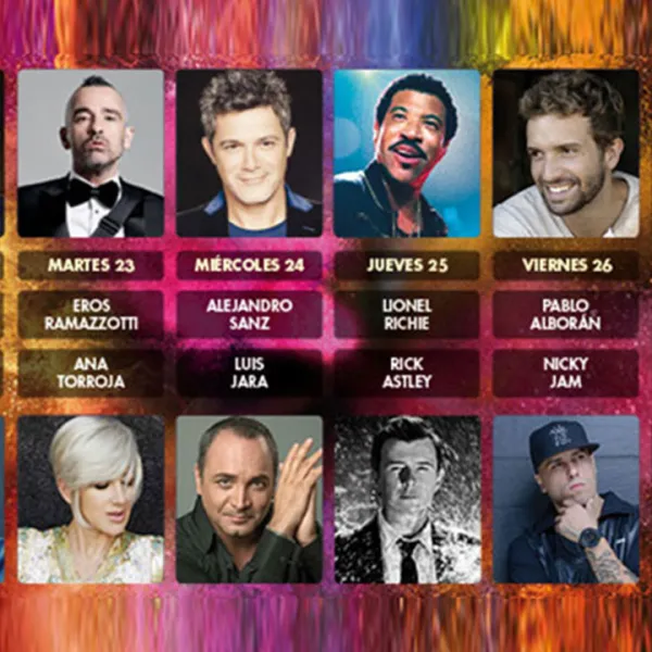Collage con artistas confirmados para el Festival de Viña del Mar 2016