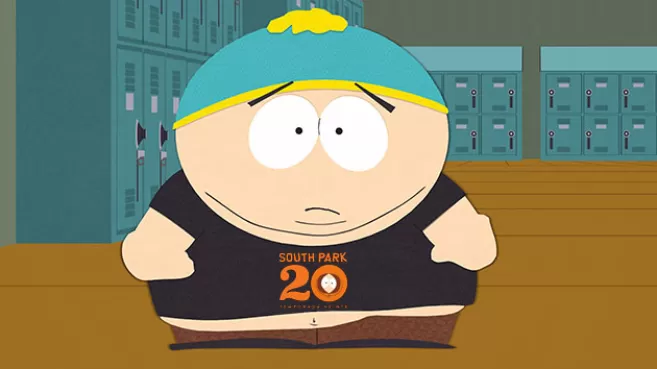 Eric Cartman con la camiseta de la temporada 20 de South Park
