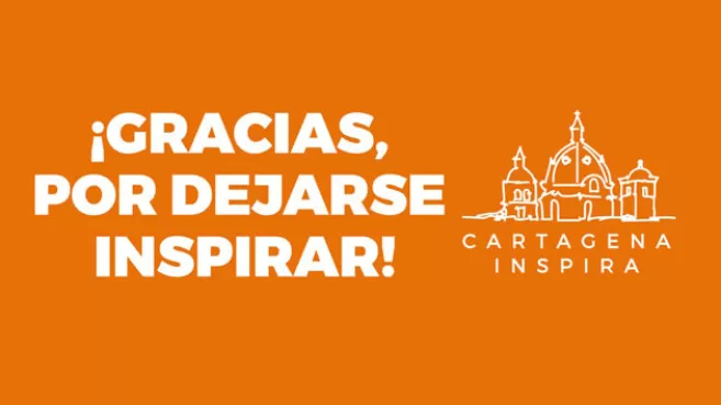Logo de Cartagena Inspira, con letras blancas que dice "¡Gracias por dejarse inspirar!"