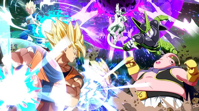Batalla entre los personajes del videojuego Dragon Ball FighterZ
