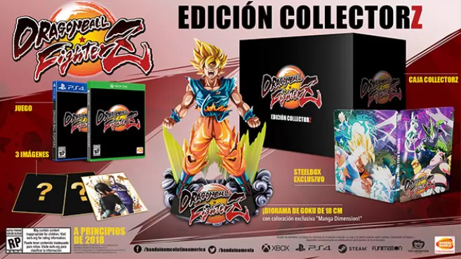 Dragon Ball FighterZ Edición "CollectorZ" con diorama de Goku 18 cms. coloración "Manga Dimension", caja metálica y tres imágenes de arte