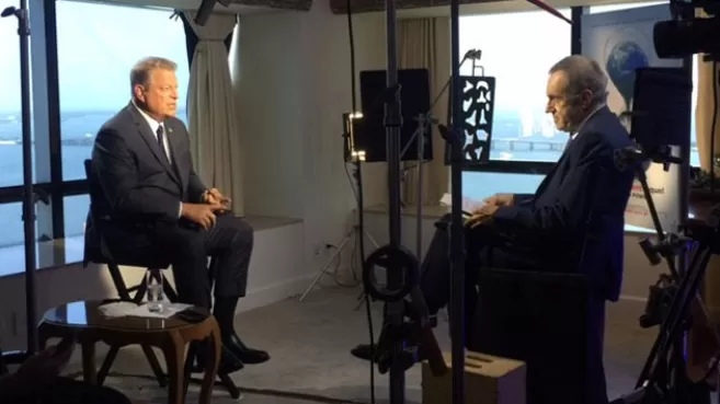Al Gore en entrevista con Oppenheimer de CNN, hablando del cambio climático