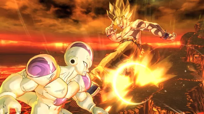 Pelea de Freezer vs Goku SS3 en el videojuego Dragon Ball Xenoverse 2 para Nintendo Switch