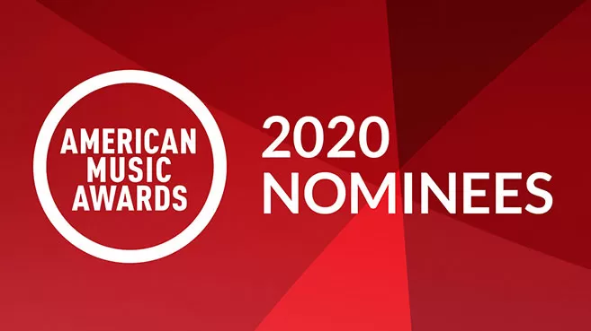 Logo de los American Music Awards 2020 sobre un fondo rojo